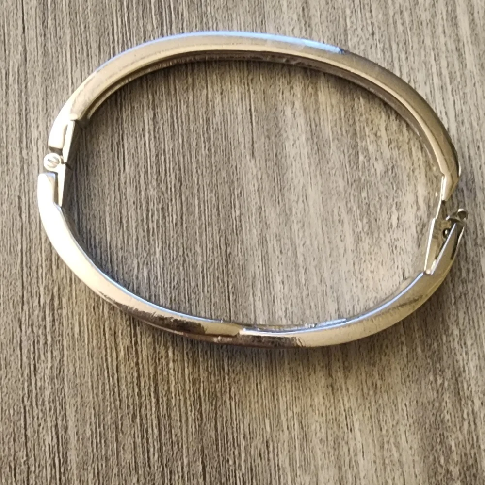 Swarovski Silver Tone Oval Bangle Bracelet